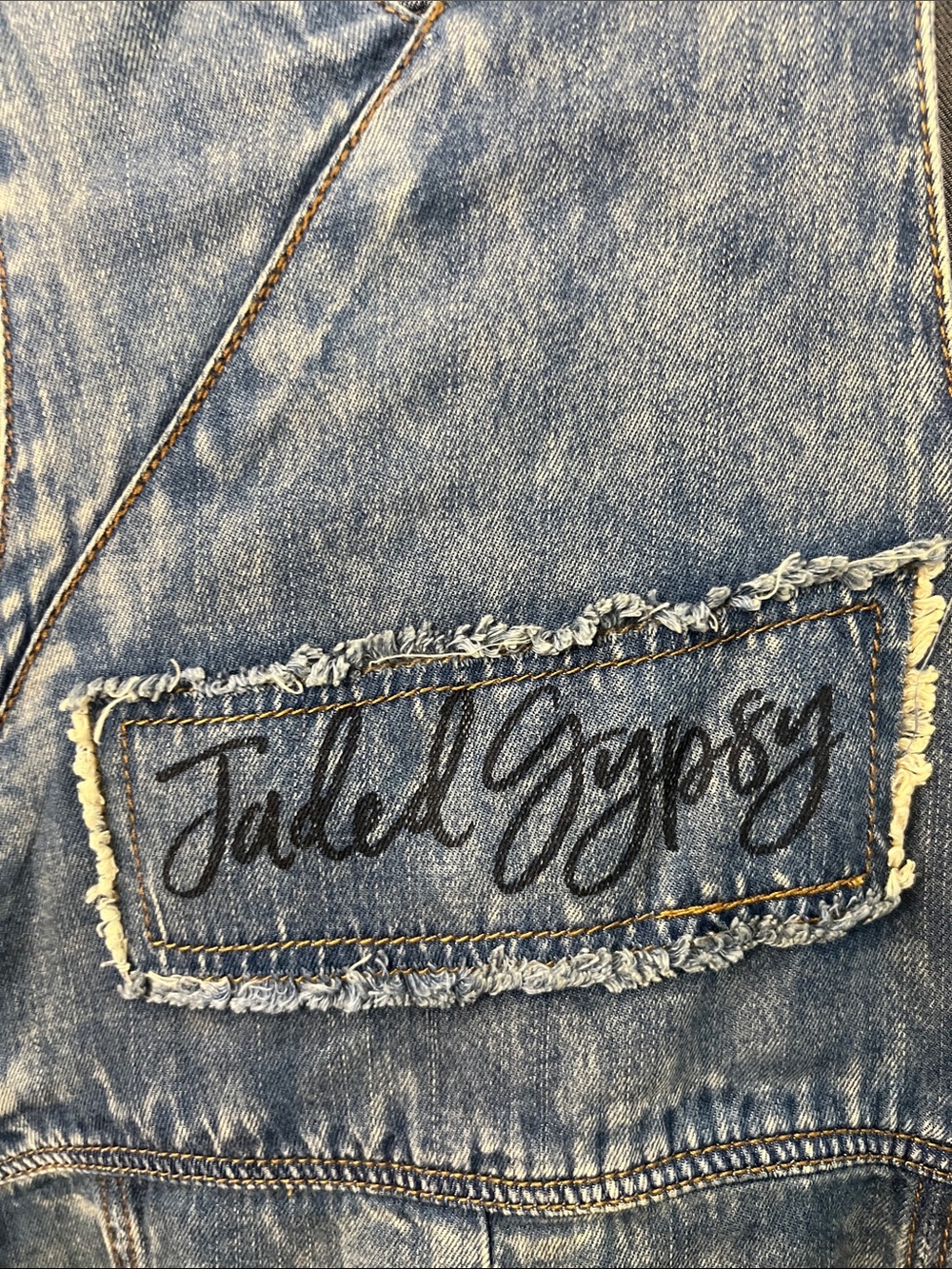 NWT Jaded Gypsy slouchy harem distressed denim RISE ABOVE overalls Sup to L - Picture 3 of 11